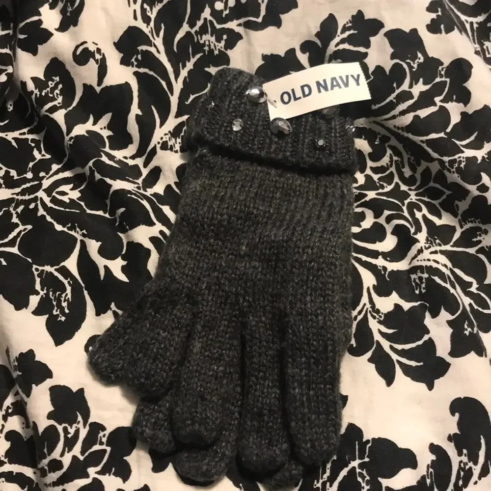 NWT old navy studded gloves gray S/M